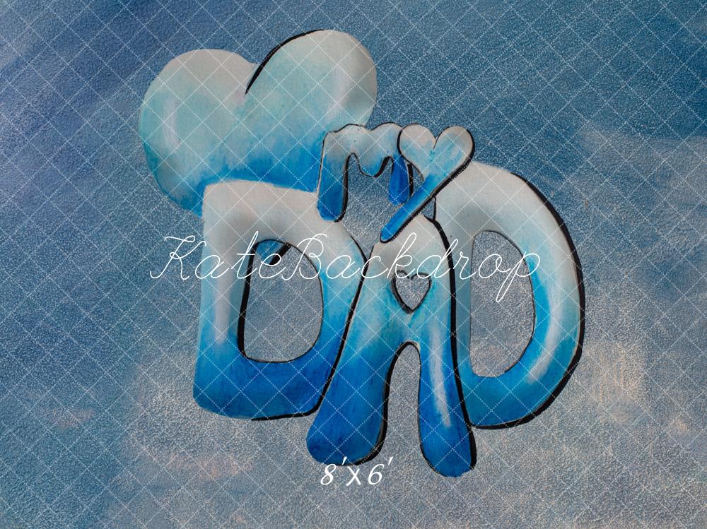 Kate Dad Heart Letters Blue Texture Backdrop Designed by Fantasyphotoart - Image 3