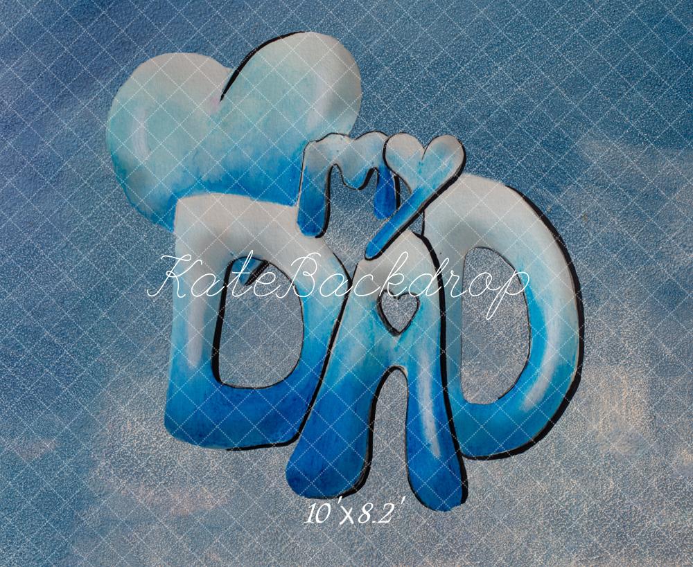 Kate Dad Heart Letters Blue Texture Backdrop Designed by Fantasyphotoart - Image 6