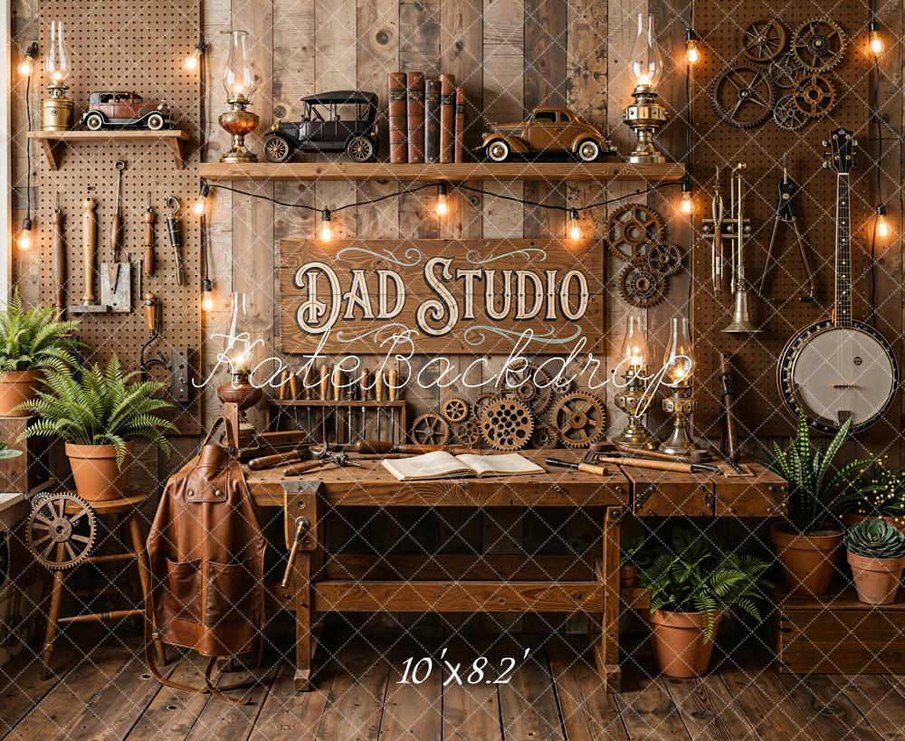 Kate Dad Studio Workshop Tools Gears Fleece Backdrop Designed by Emetselch - Image 3