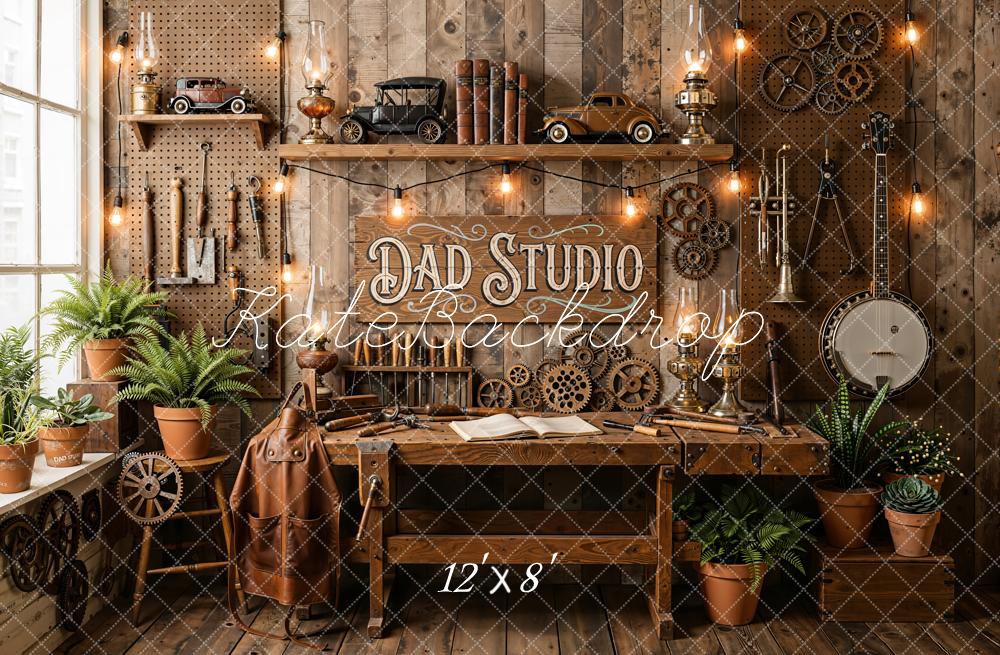 Kate Dad Studio Workshop Tools Gears Fleece Backdrop Designed by Emetselch - Image 4