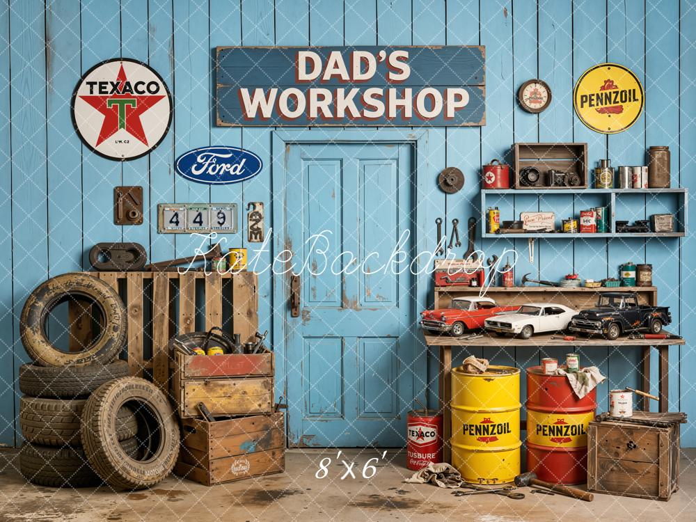 Kate Father's Day Workshop Retro Wall Tools Cars Backdrop Designed by Emetselch - Image 3