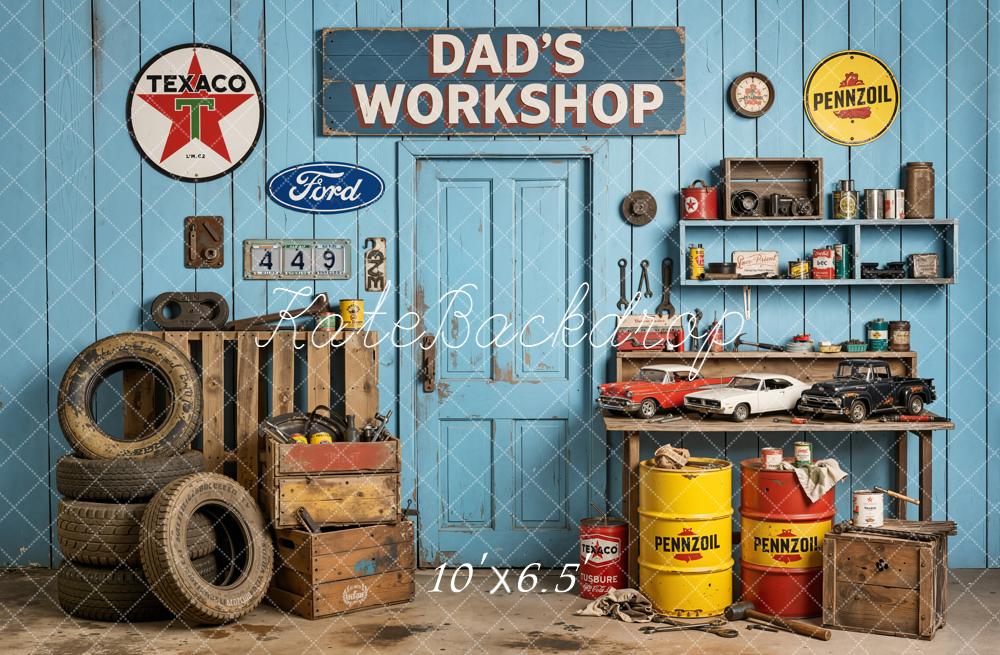 Kate Father's Day Workshop Retro Wall Tools Cars Backdrop Designed by Emetselch - Image 4