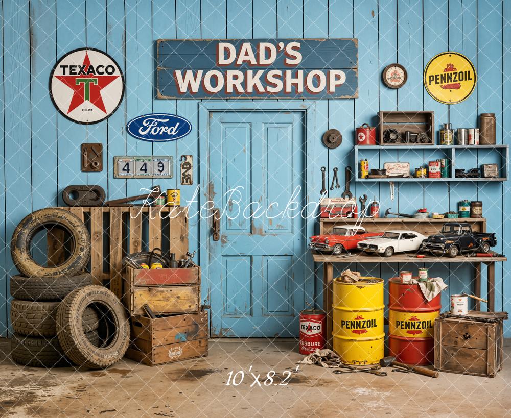 Kate Father's Day Workshop Retro Wall Tools Cars Backdrop Designed by Emetselch - Image 6