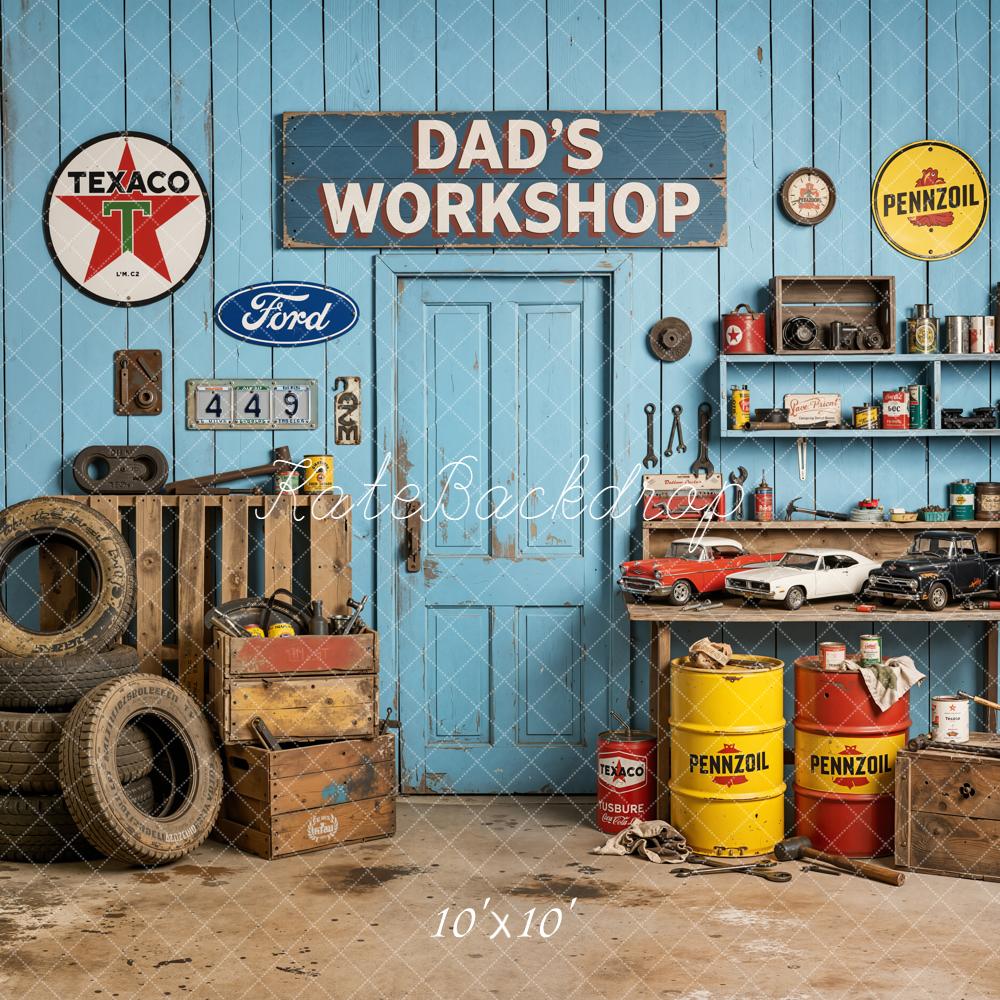 Kate Father's Day Workshop Retro Wall Tools Cars Backdrop Designed by Emetselch - Image 7