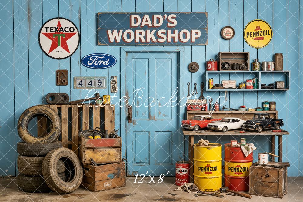 Kate Father's Day Workshop Retro Wall Tools Cars Backdrop Designed by Emetselch - Image 8