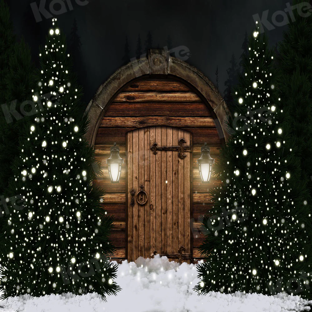 Kate Dark Christmas Tree Barn Door Backdrop for Photography - Image 2