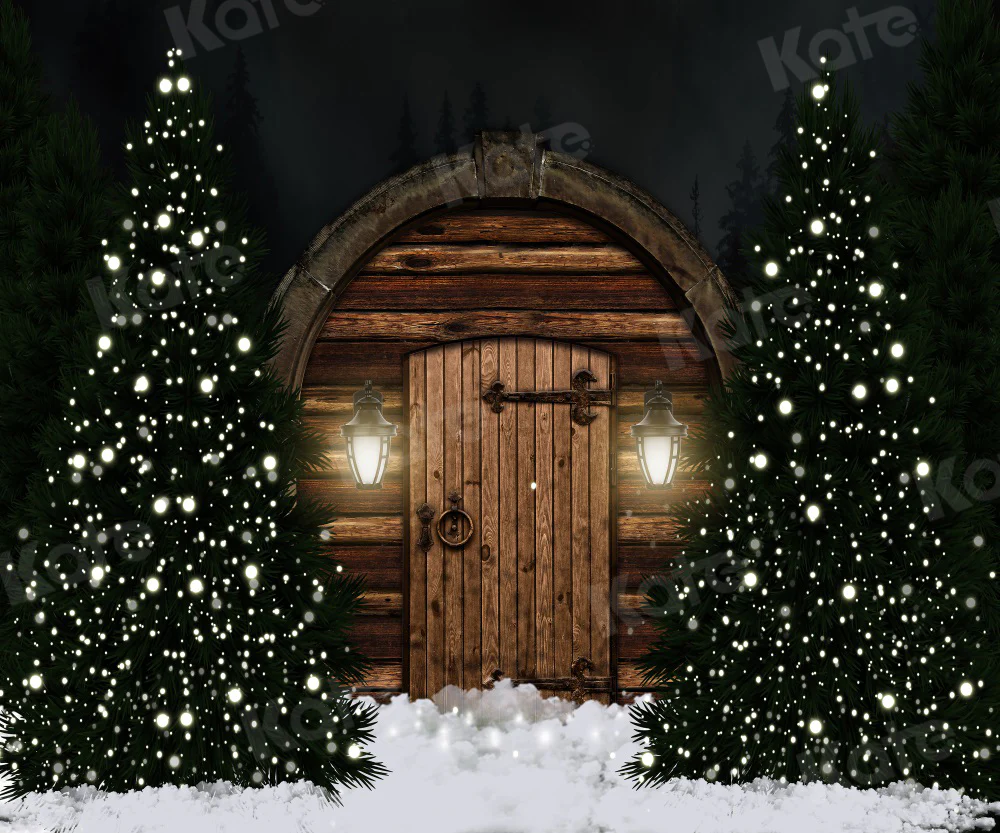 Kate Dark Christmas Tree Barn Door Backdrop for Photography - Image 3