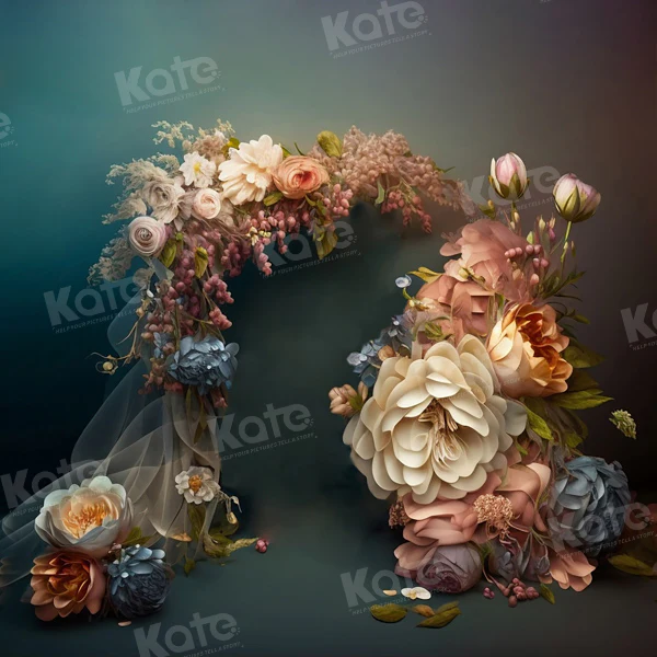 Kate Dark Fine Art Flower Arch Backdrop for Photography - Image 2