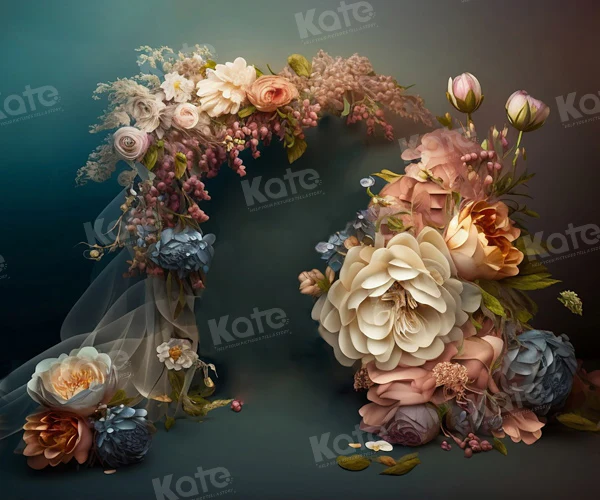 Kate Dark Fine Art Flower Arch Backdrop for Photography - Image 3