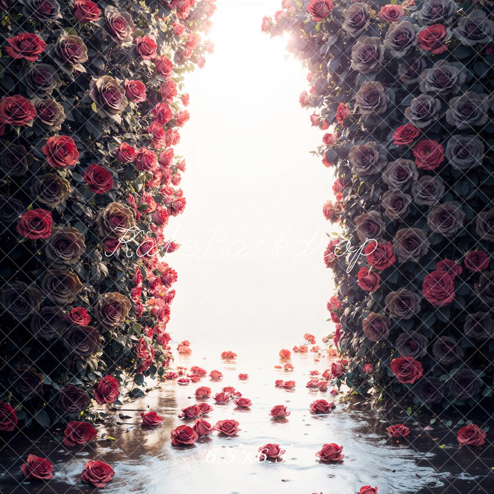 Kate Dark Rose Flower Wall Backdrop Designed by Emetselch - Image 2