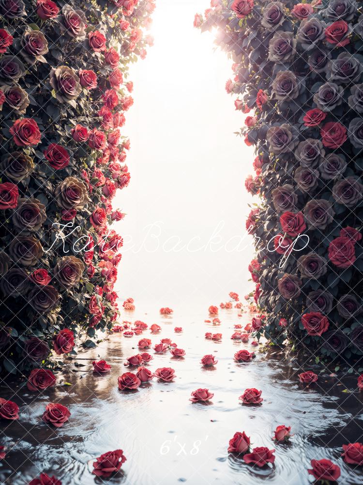 Kate Dark Rose Flower Wall Backdrop Designed by Emetselch - Image 3