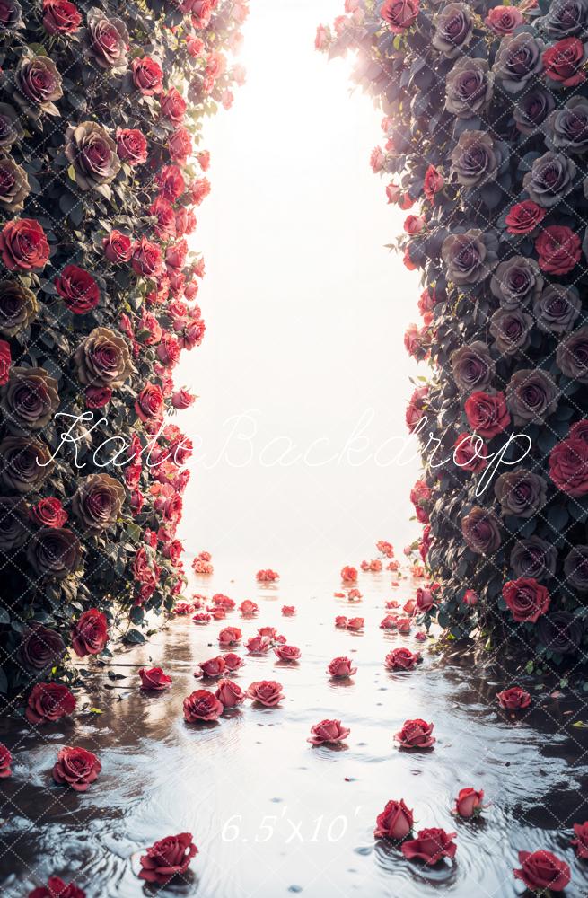 Kate Dark Rose Flower Wall Backdrop Designed by Emetselch - Image 4