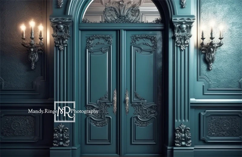 Kate Dark Teal Ornate Victorian Door Backdrop Designed by Mandy Ringe Photography - Image 3