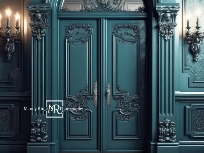 Kate Dark Teal Ornate Victorian Door Backdrop Designed by Mandy Ringe Photography - Image 4