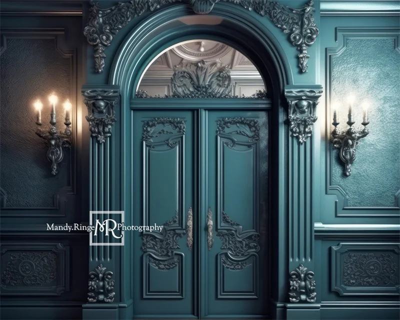 Kate Dark Teal Ornate Victorian Door Backdrop Designed by Mandy Ringe Photography - Image 5