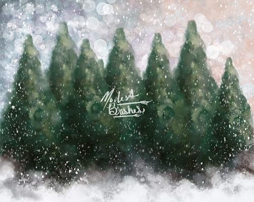 Kate Dazzling Winter Snowy Forest Backdrop for Photography Designed by Modest Brushes - Image 2