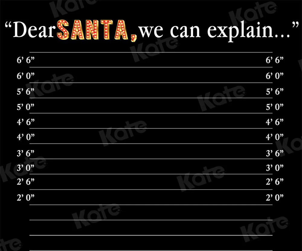 Kate Dear Santa Word Black Christmas Backdrop for Photography - Image 2