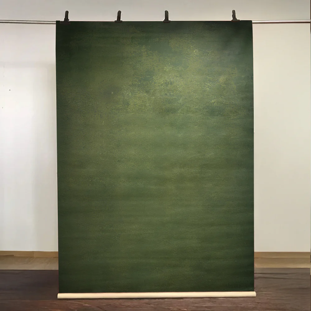 Kate Deep Green Texture Hand Painted Canvas Backdrop - Image 2