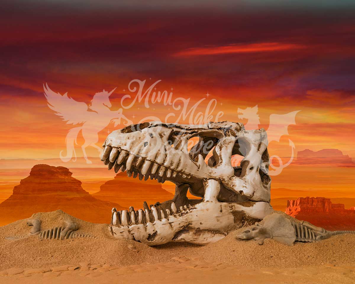 Kate Dino Skull Skeleton Desert Paleontologist Scientist Boy Backdrop Designed by Mini MakeBelieve - Image 3