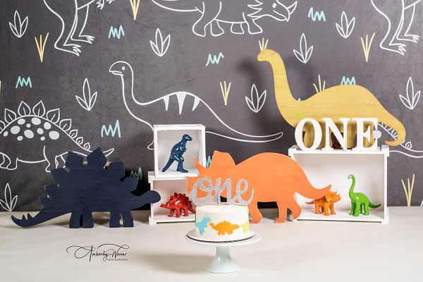 Kate Gray White Small Dinosaur Backdrop Designed by Amanda Moffatt - Image 3