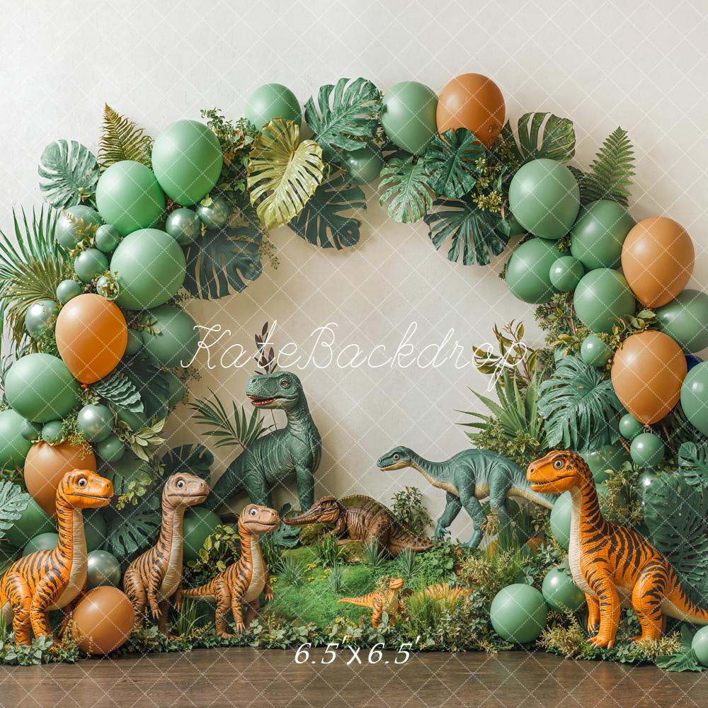 Kate Dinosaur Balloon Arch Greenery Backdrop Designed by Emetselch - Image 2