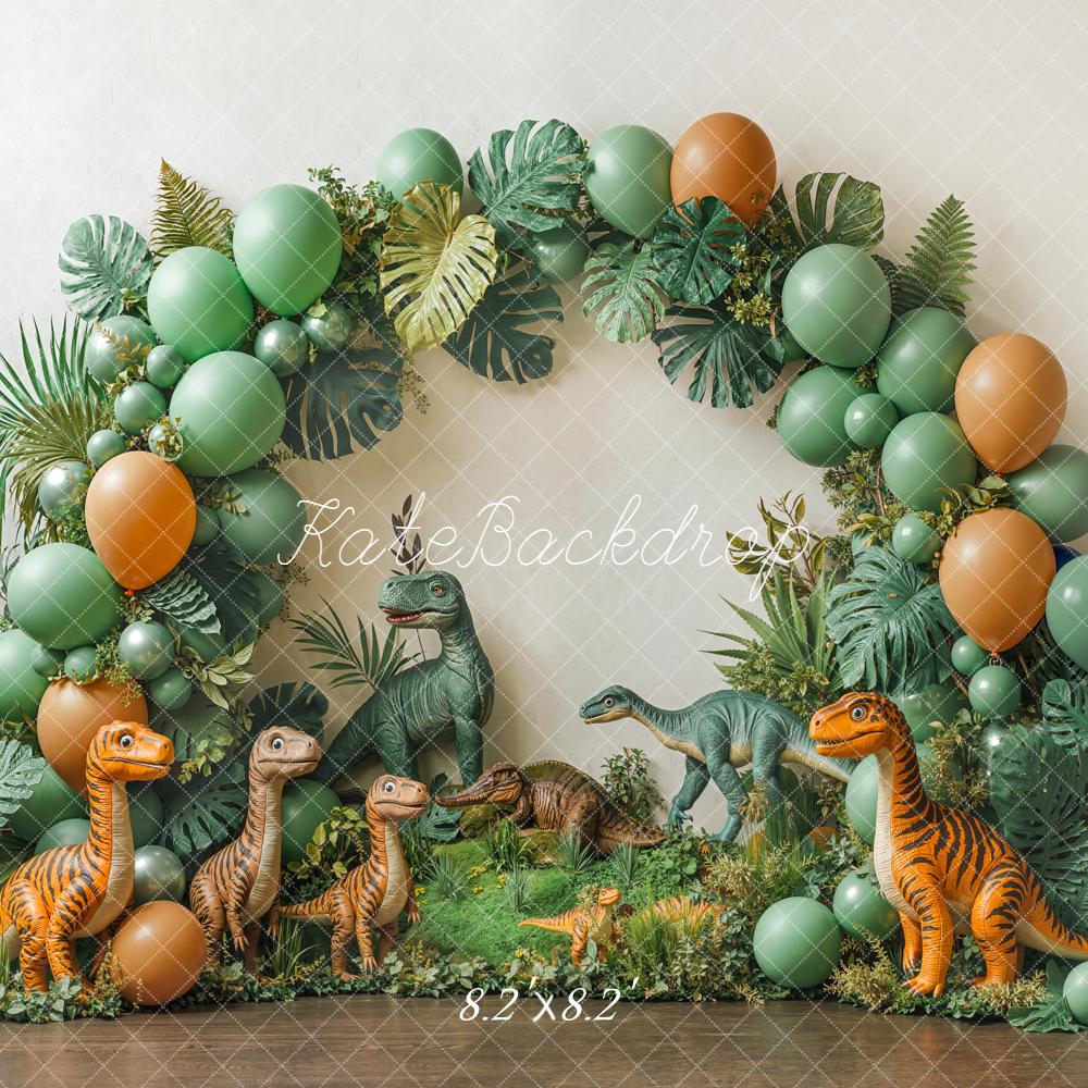 Kate Dinosaur Balloon Arch Greenery Backdrop Designed by Emetselch - Image 3