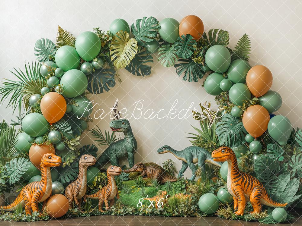 Kate Dinosaur Balloon Arch Greenery Backdrop Designed by Emetselch - Image 4