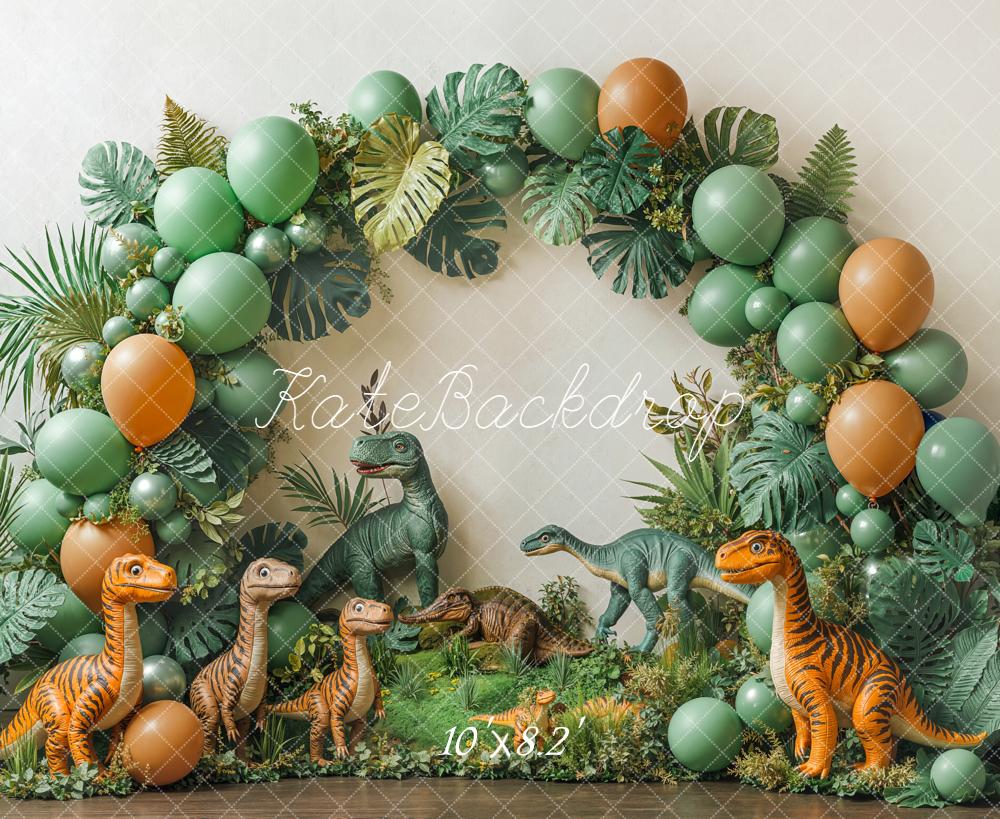 Kate Dinosaur Balloon Arch Greenery Backdrop Designed by Emetselch - Image 5