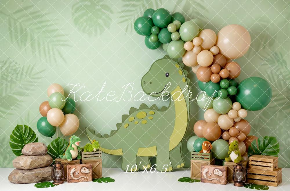 Kate Dinosaur Balloons Crates Leaves Fleece Backdrop Designed by Patty Robert - Image 2