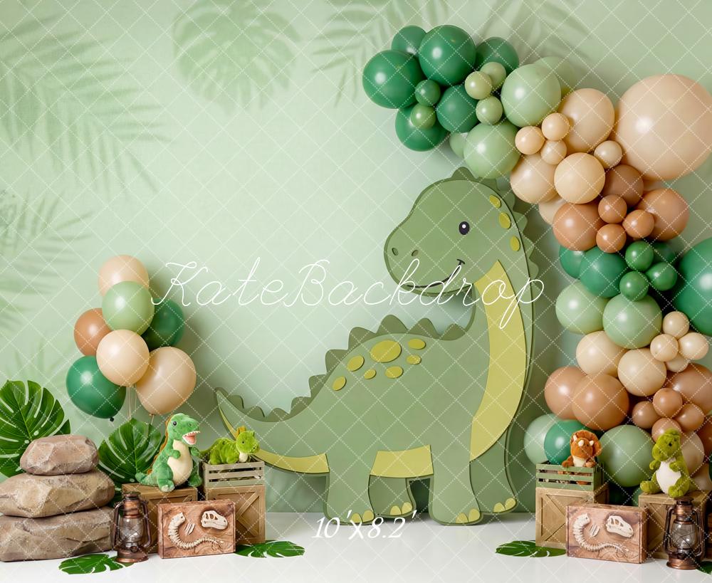 Kate Dinosaur Balloons Crates Leaves Fleece Backdrop Designed by Patty Robert - Image 3