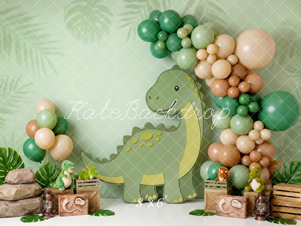 Kate Dinosaur Balloons Leaves Crates Backdrop Designed by Patty Robert - Image 3
