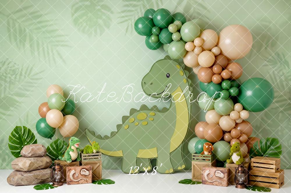 Kate Dinosaur Balloons Leaves Crates Backdrop Designed by Patty Robert - Image 8