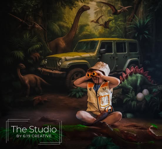 Kate Dinosaur Jungle Adventure Car Backdrop Designed by Ashley Paul