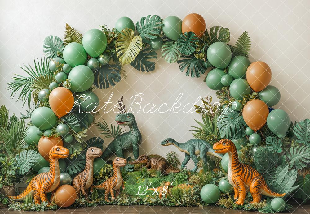 Kate Dinosaur Jungle Balloon Arch Fleece Backdrop Designed by Emetselch - Image 2