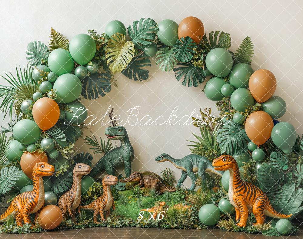 Kate Dinosaur Jungle Balloon Arch Fleece Backdrop Designed by Emetselch - Image 3