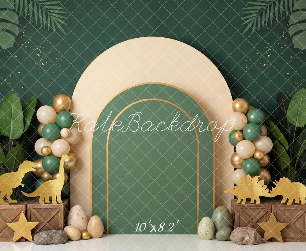 Kate Dinosaur Jungle Eggs Green Arch Fleece Backdrop Designed by Patty Robert - Image 3