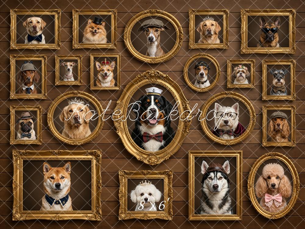Kate Dog Portrait Gold Frames Brown Wall Backdrop Designed by Chain Photography - Image 3
