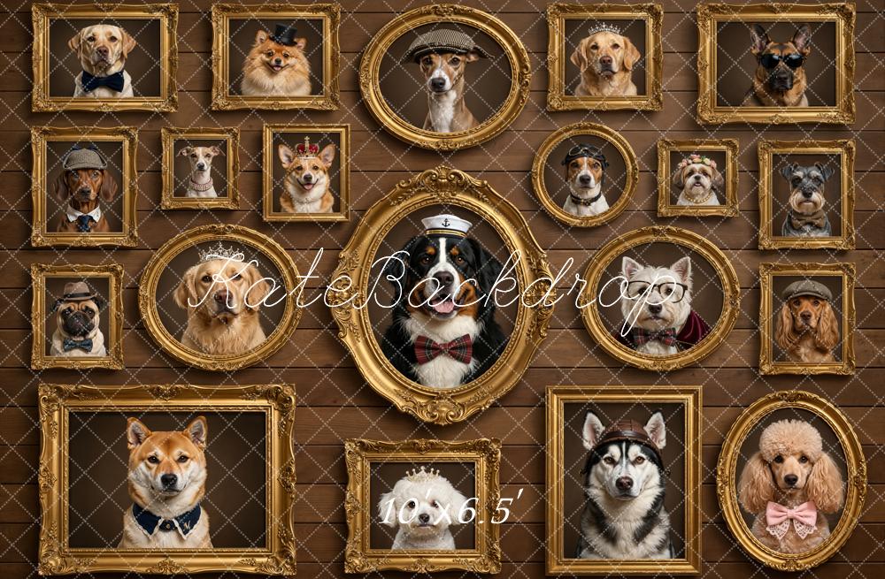 Kate Dog Portrait Gold Frames Brown Wall Backdrop Designed by Chain Photography - Image 4