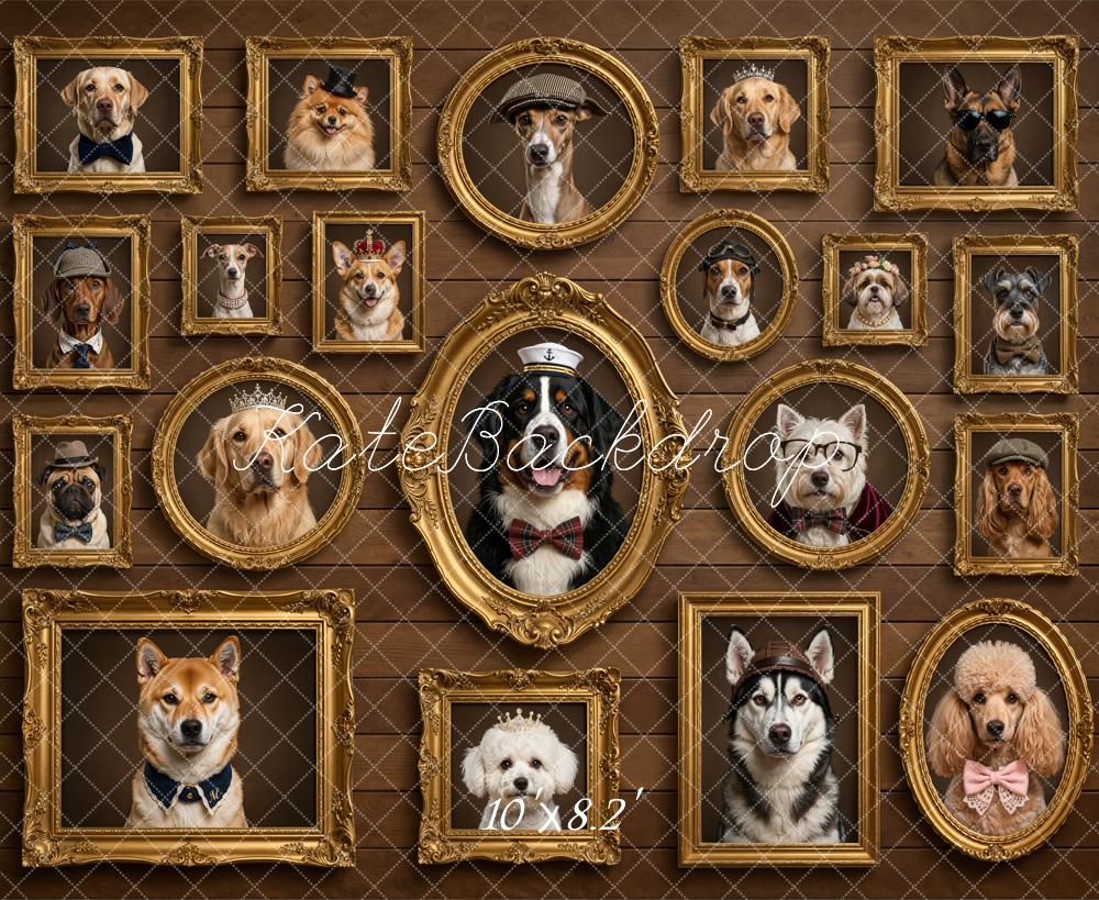 Kate Dog Portrait Gold Frames Brown Wall Backdrop Designed by Chain Photography - Image 6