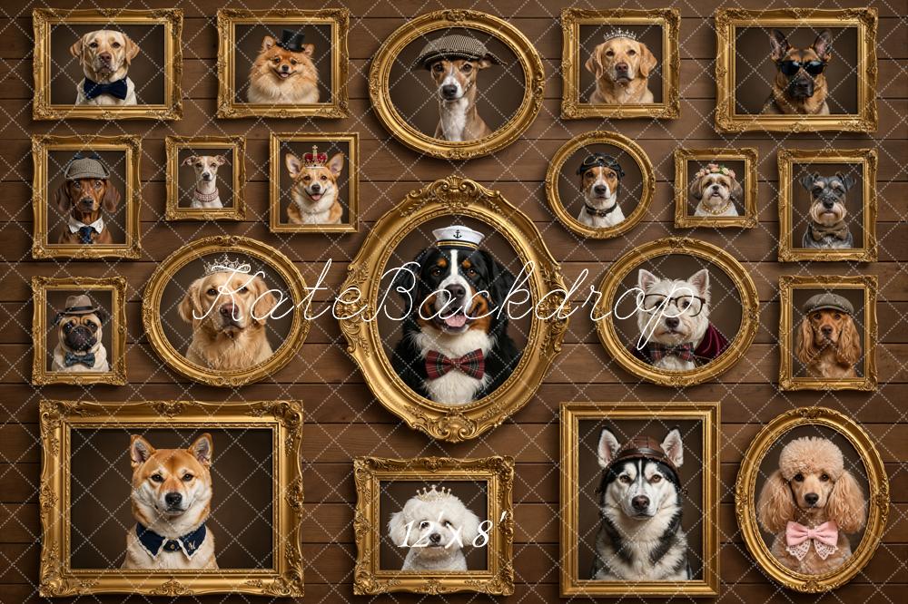Kate Dog Portrait Gold Frames Brown Wall Backdrop Designed by Chain Photography - Image 8