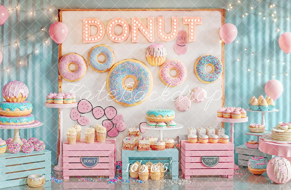 Kate Donut Cake Smash Pastel Sweets Fleece Backdrop Designed by Emetselch - Image 2