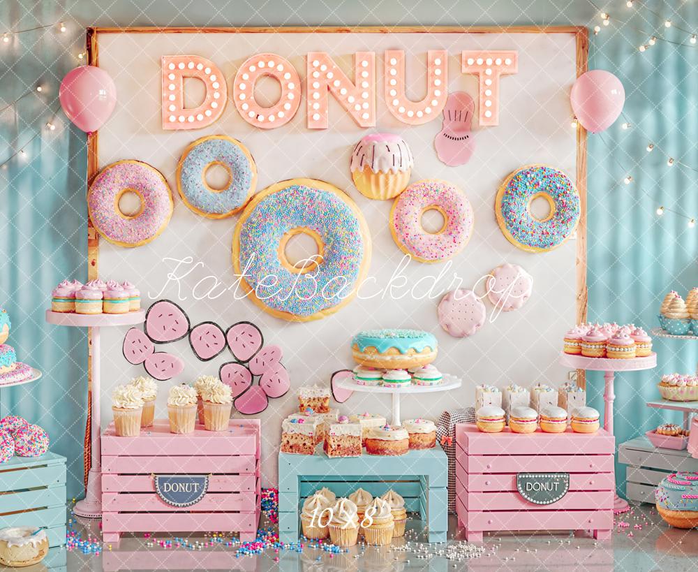 Kate Donut Cake Smash Pastel Sweets Fleece Backdrop Designed by Emetselch - Image 3