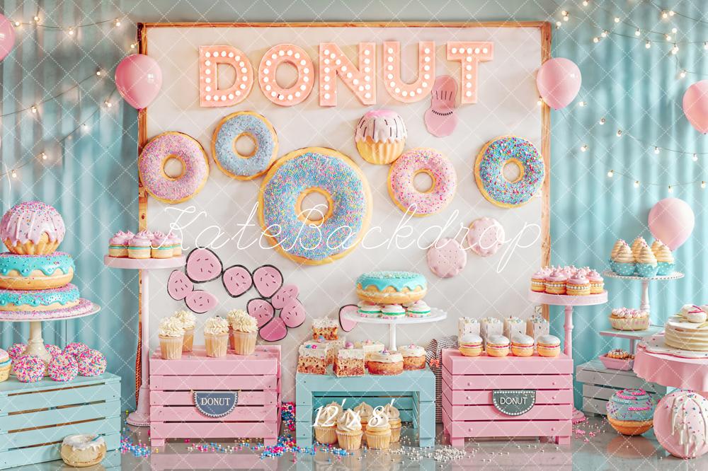 Kate Donut Cake Smash Pastel Sweets Fleece Backdrop Designed by Emetselch - Image 4