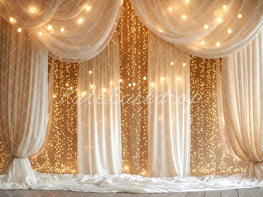 Kate Draped Curtains String Lights Warm Glow Backdrop Designed by Mini MakeBelieve - Image 3