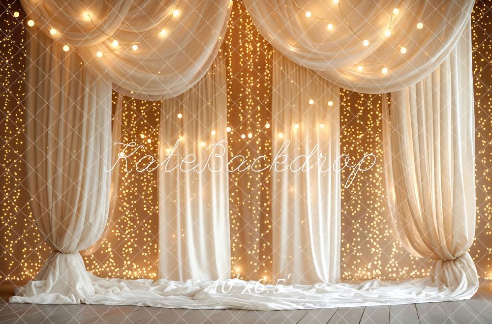 Kate Draped Curtains String Lights Warm Glow Backdrop Designed by Mini MakeBelieve - Image 4
