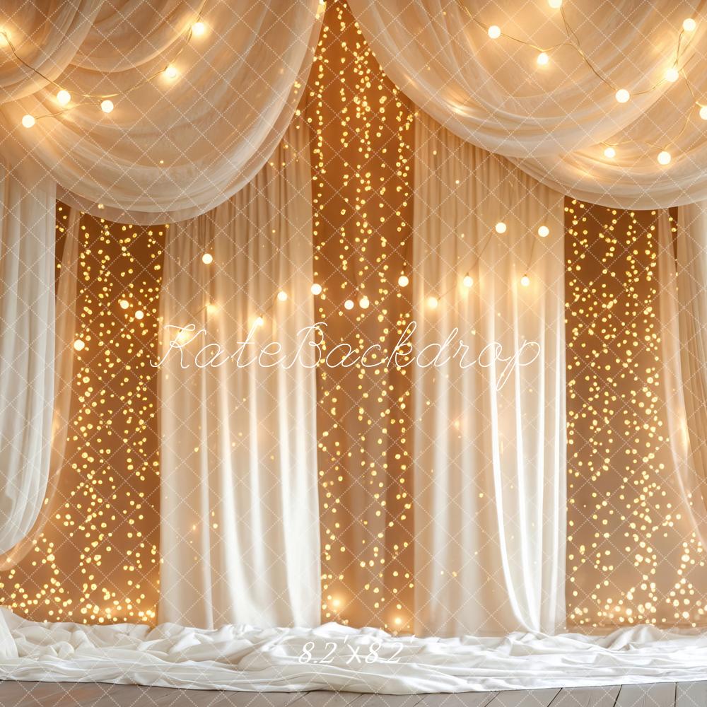 Kate Draped Curtains String Lights Warm Glow Backdrop Designed by Mini MakeBelieve - Image 5