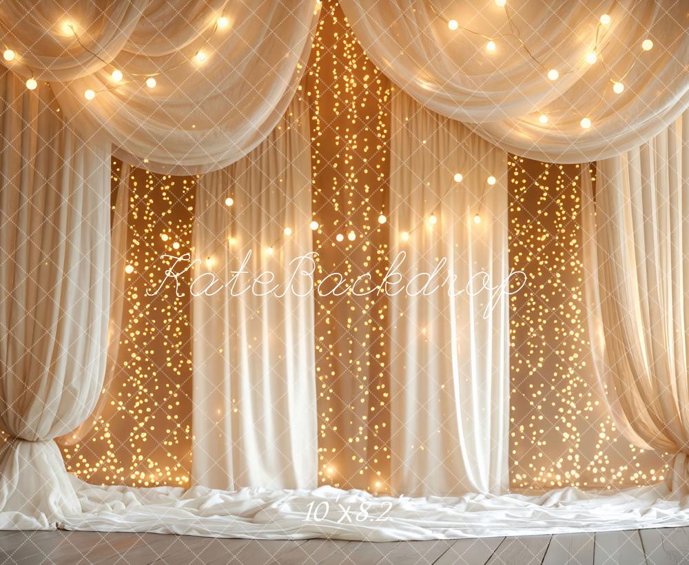 Kate Draped Curtains String Lights Warm Glow Backdrop Designed by Mini MakeBelieve - Image 6