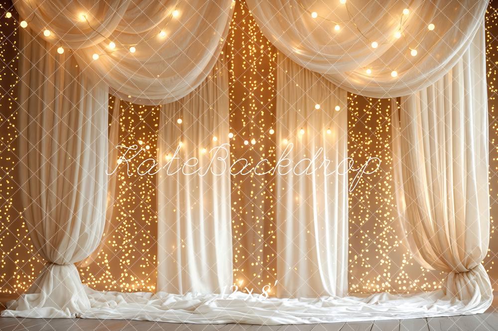 Kate Draped Curtains String Lights Warm Glow Backdrop Designed by Mini MakeBelieve - Image 8