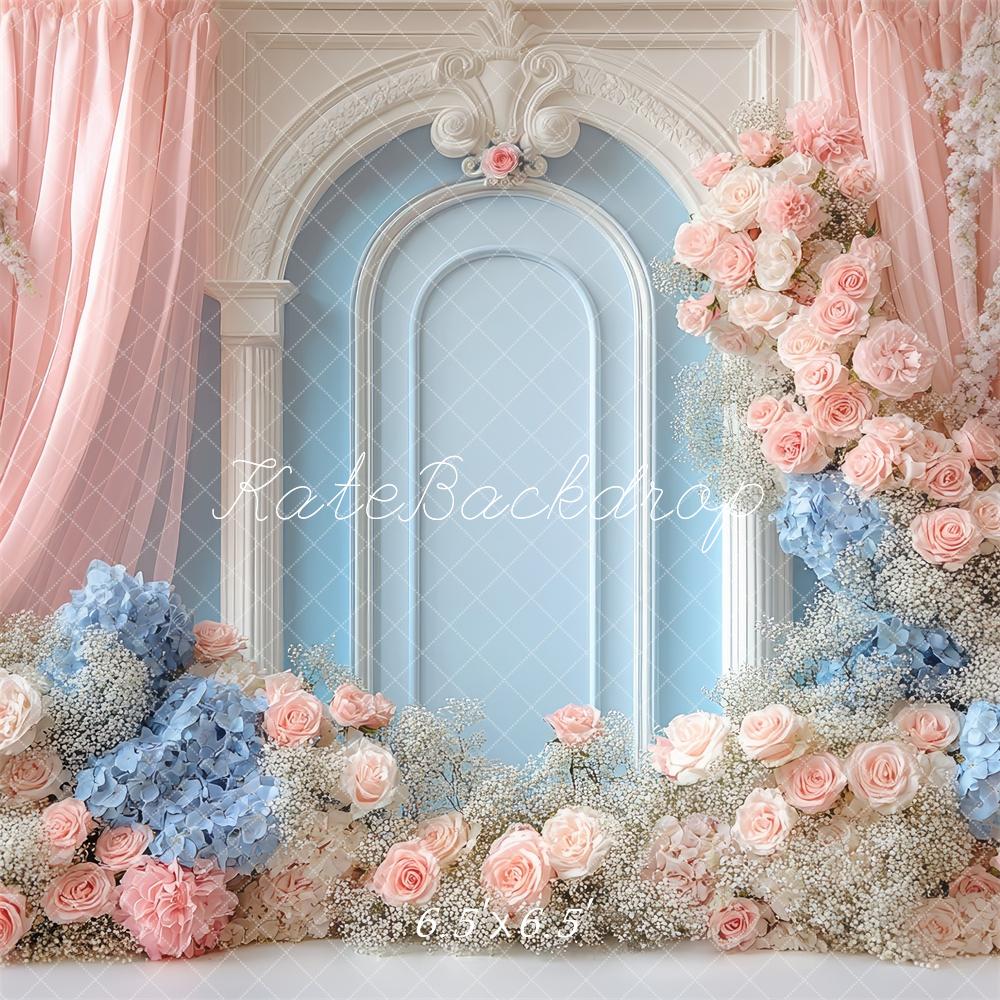 Kate Dreamy Floral Arch Pink Blue Backdrop Designed by Mini MakeBelieve - Image 2
