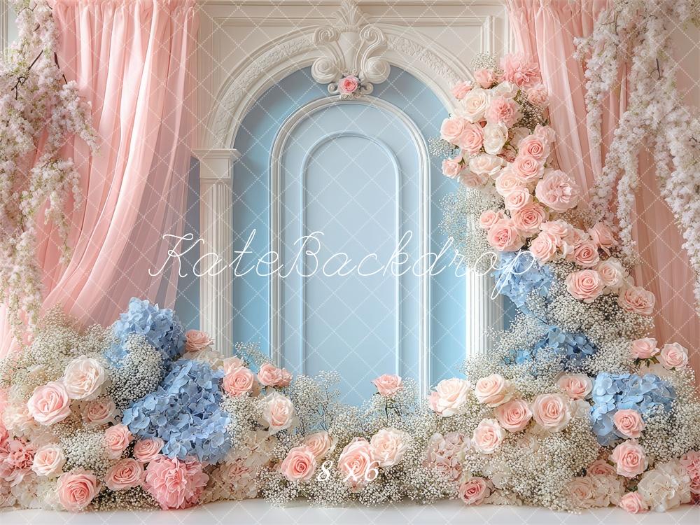 Kate Dreamy Floral Arch Pink Blue Backdrop Designed by Mini MakeBelieve - Image 3